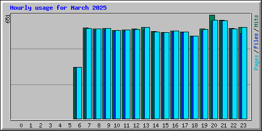 Hourly usage for March 2025